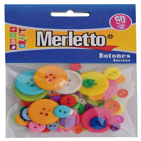 Botonos plásticos surtidos 90 unidades Merletto.