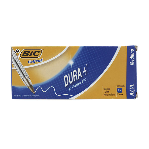 Bolígrafo cristal dura azul 12 unidades
