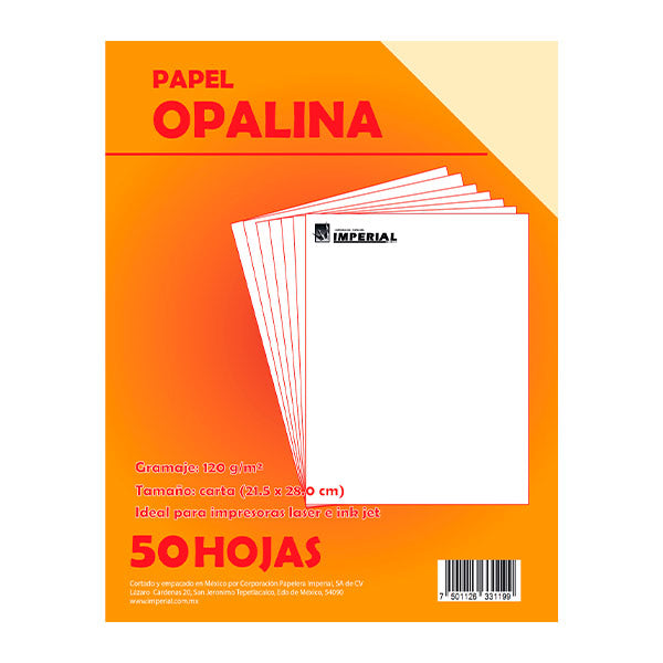 Papel opalina crema carta 50 unidades