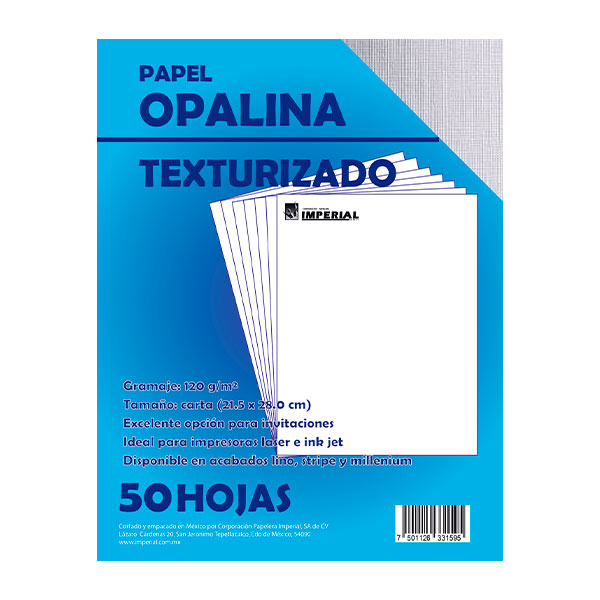 Papel opalina lino blanco carta 50 unidades