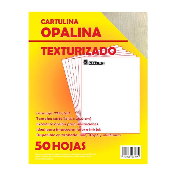 Cartulina opalina lino crema carta 50 unidades