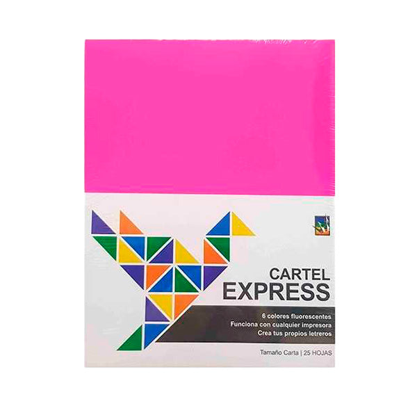 Cartulina fluorescente express 25 unidades colores surtidos