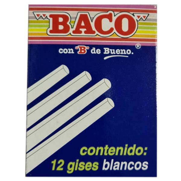 Tiza blanca 12 unidades Baco.