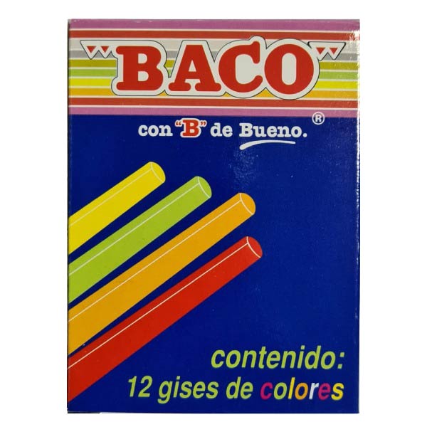 Tiza colores 12 unidades Baco.
