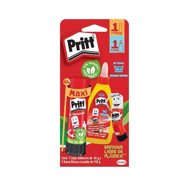 Goma en barra 42g + goma líquida 110g Pritt