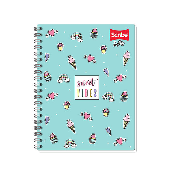 Cuaderno espiral doble rayado 100 hojas Sweet Scr