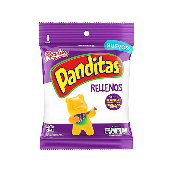 Gomitas Ricolino Panditas rellenas sabor a Mango 126 gramos.