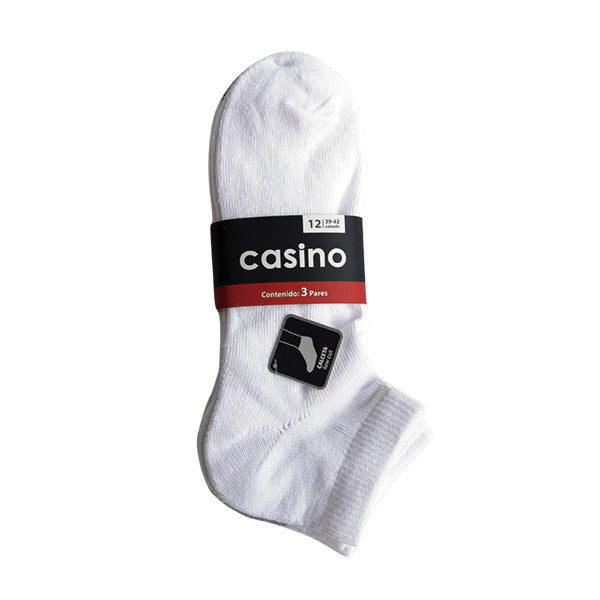 Set 3 calcetas low cut 12 blancas-gris - Casino