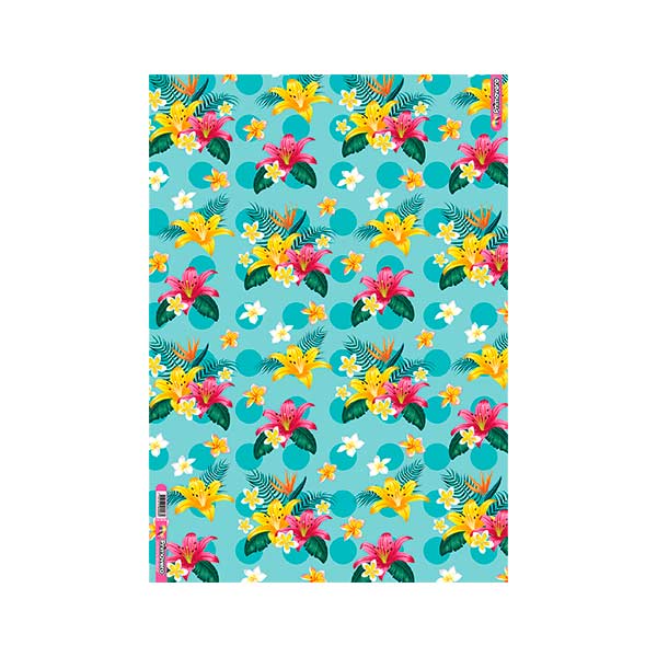 Cartulina 50x70 estampada metal Flores colores Primavera.