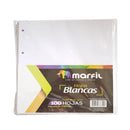Hoja Blanca paquete de 100 uds, perforada 5 huecos
