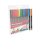 Marcador plumon doble punta pincel 12 unidades