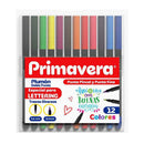 Marcador plumon doble punta pincel 12 unidades