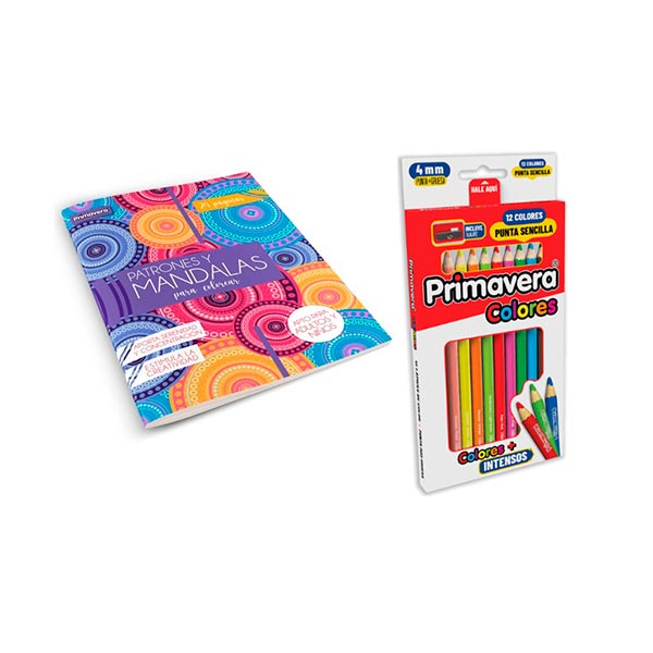 Libreta de Mandala para colorear diseño patrones + colores sencillos Primavera.