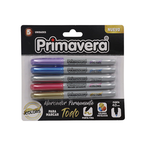 Marcador permanente metalizado 5 unidades