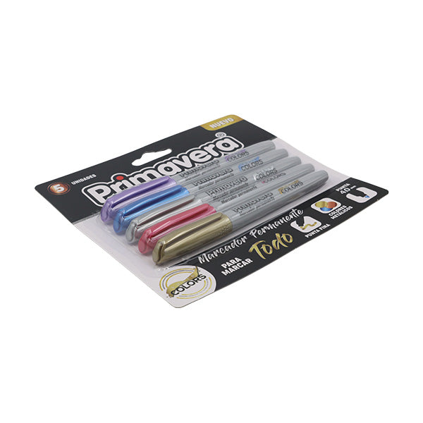 Marcador permanente metalizado 5 unidades