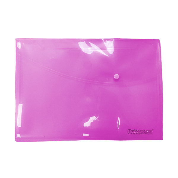 Sobre plástico carta horizontal botón fucsia