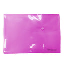 Sobre plástico carta horizontal botón fucsia