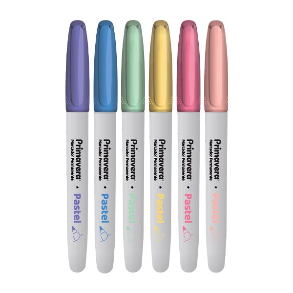 Marcador permanente flower power pastel 6 unidades