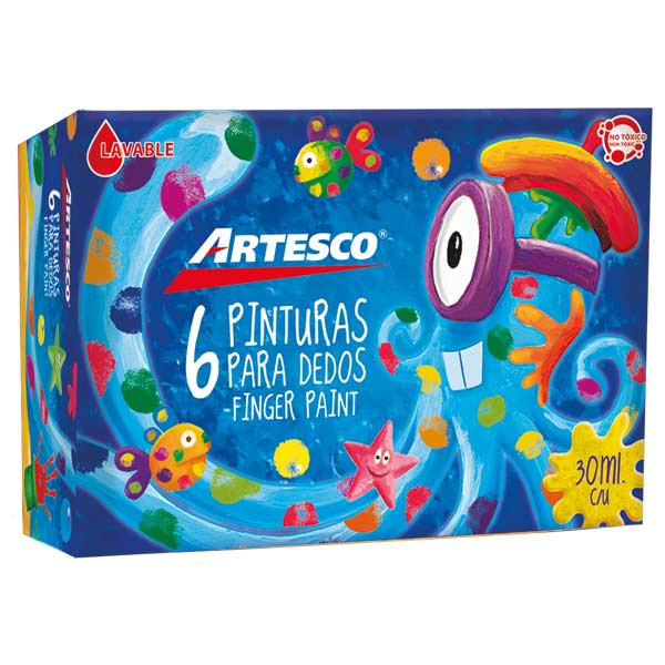 Pintura Para Dedos 30ml caja 6 unidades..