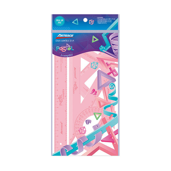 Juego geometría 20 centímetros pastel Artesco.