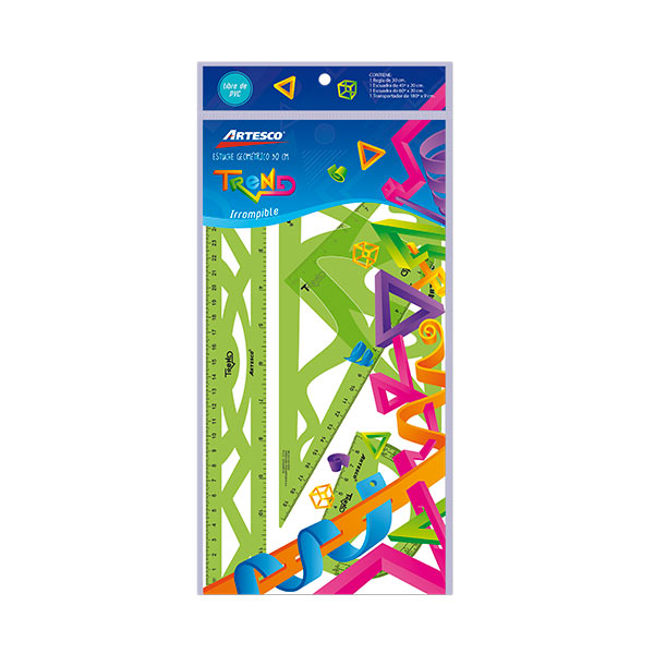 Juego geometría 30 centímetros irrompible Artesco.