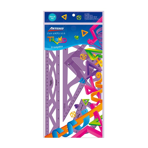 Juego geometría 30 centímetros irrompible Artesco.