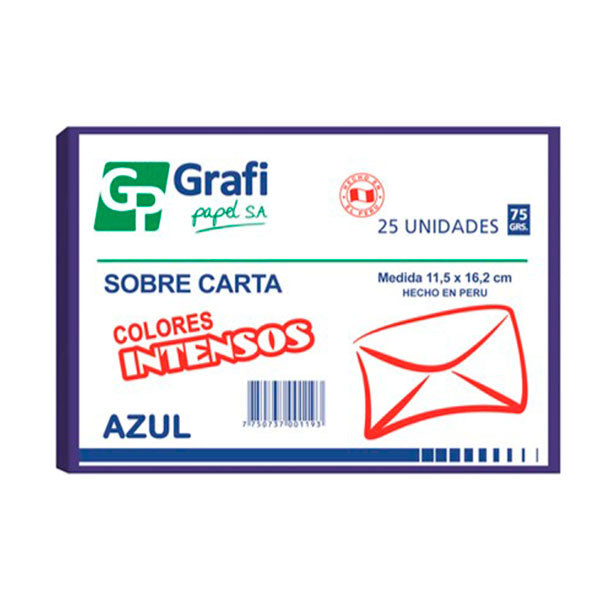 Sobre Tamaño Carta Azul Paquete 25 unidades.