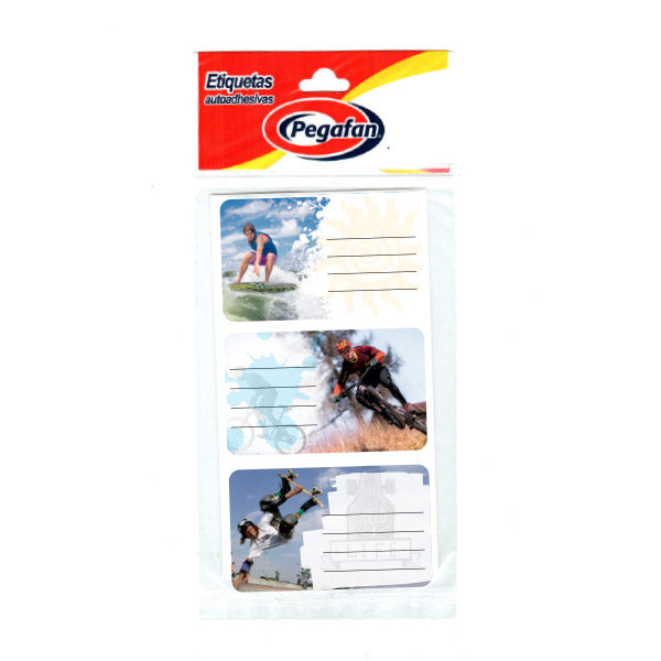 Etiqueta escolar deportes extremo Pegafan.