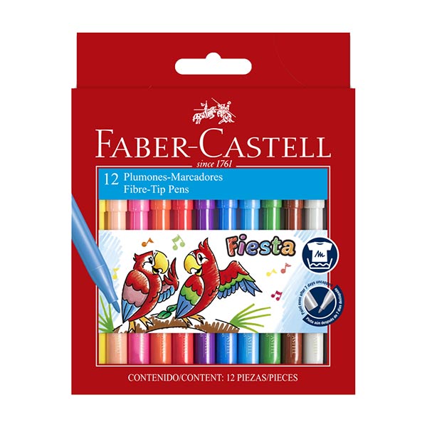 Marcador Fiesta 12 unidades Faber Castell.