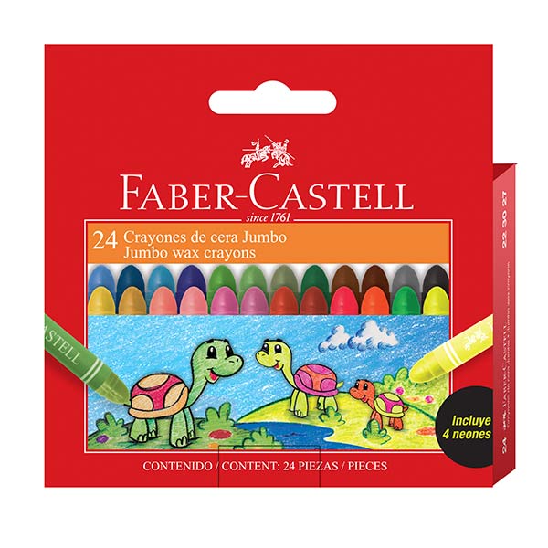 Crayones jumbo redon 24 unidades Faber Castell.