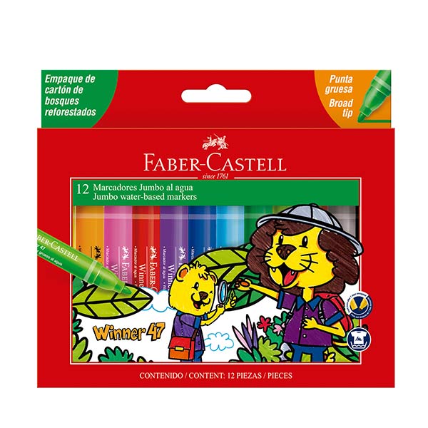 Marcador Jumbo Winner 12 unidades Faber Castell.