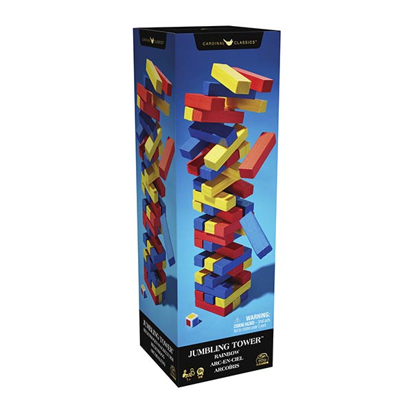 Juego de mesa torre de equilibrio arco íris