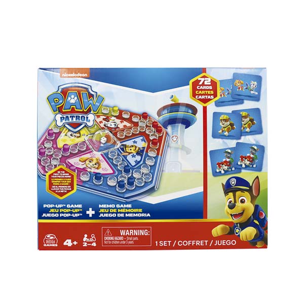 Juego pop up + memoria 72 piezas paw patrol