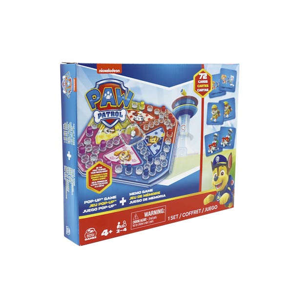 Juego pop up + memoria 72 piezas paw patrol