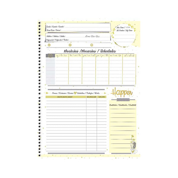 Cuaderno resorte tapa dura Happen 80 hojas Sao Domingo