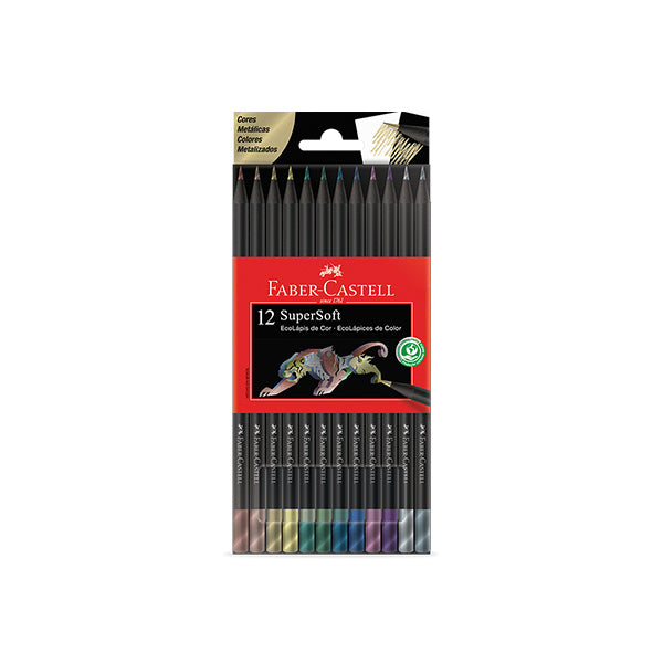 Lápices de color Super Soft 12u Metálicos Faber Castell.