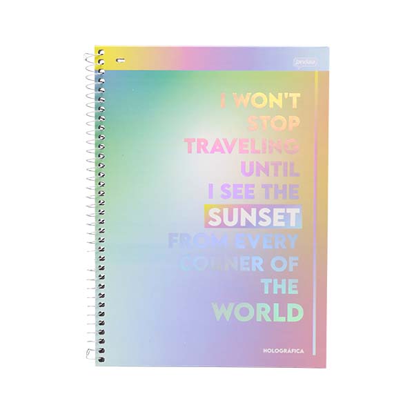 Cuaderno resortes 80 hojas Holográfico