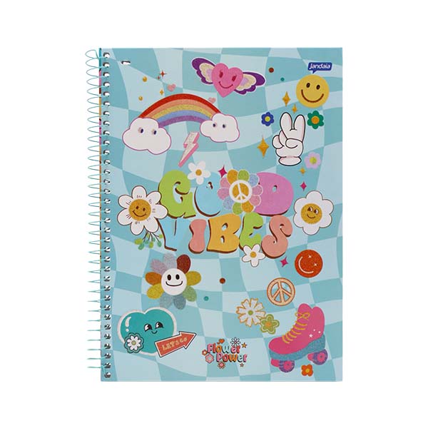 Cuaderno resortes 80 hojas Flower Power