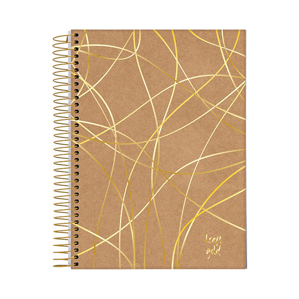 Cuaderno resortes 80 hojas Kraft Gold