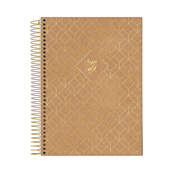 Cuaderno resortes 80 hojas Kraft Gold