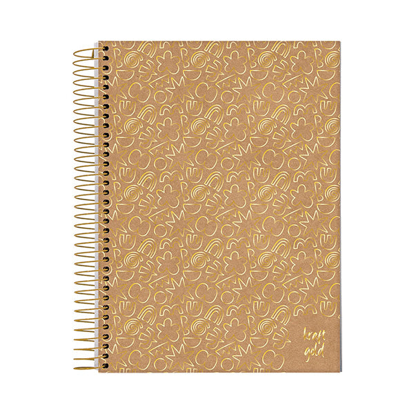 Cuaderno resortes 80 hojas Kraft Gold