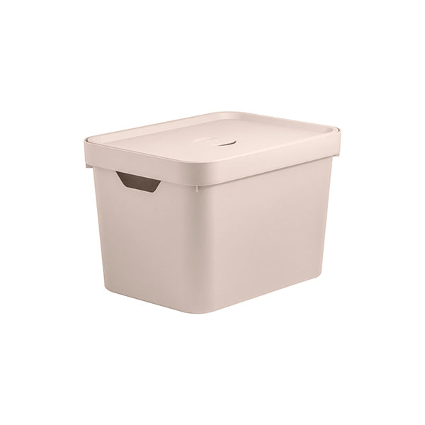 Caja organizadora con tapa 18L Ou beige