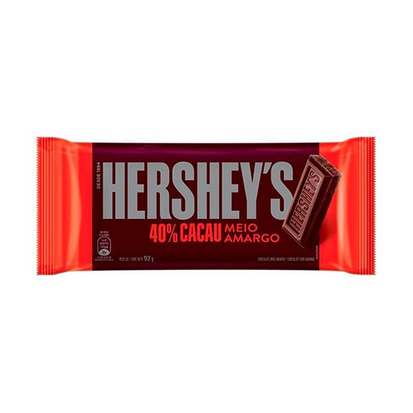 Chocolate Hershey 40% cacau meio amargo 92 gramos.