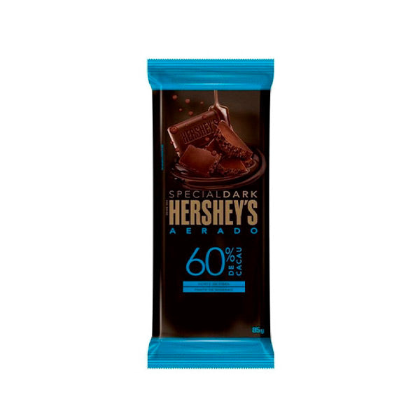 Chocolate Hershey 60% cacau special dark aerado 85 gramos.