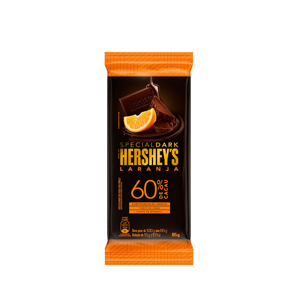 Chocolate Hershey 60% cacau special dark naranja 85 gramos.