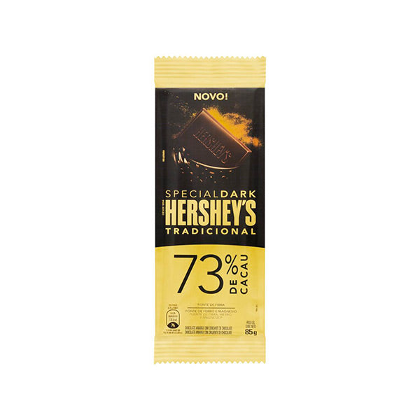 Chocolate Hershey 73% cacau special dark 85 gramos.