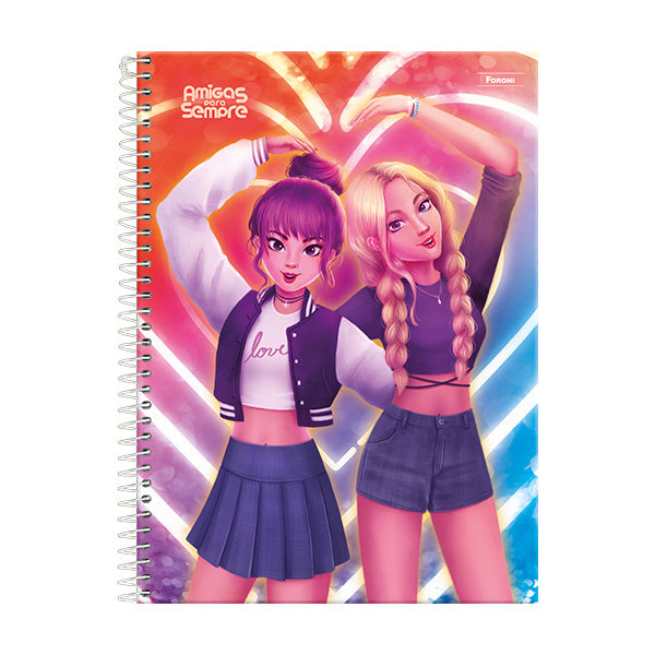 Cuaderno resorte tapa dura amigas 160 hojas Foroni