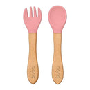 Set cubiertos de silicona y bambú rosa Buba