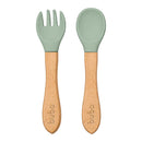 Set cubiertos de silicona y bambú verde Buba