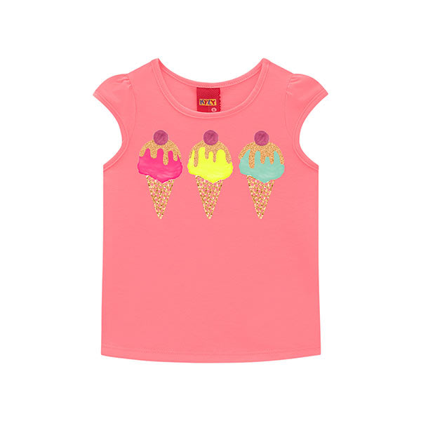 Blusa manga corta coral para niña Kyly